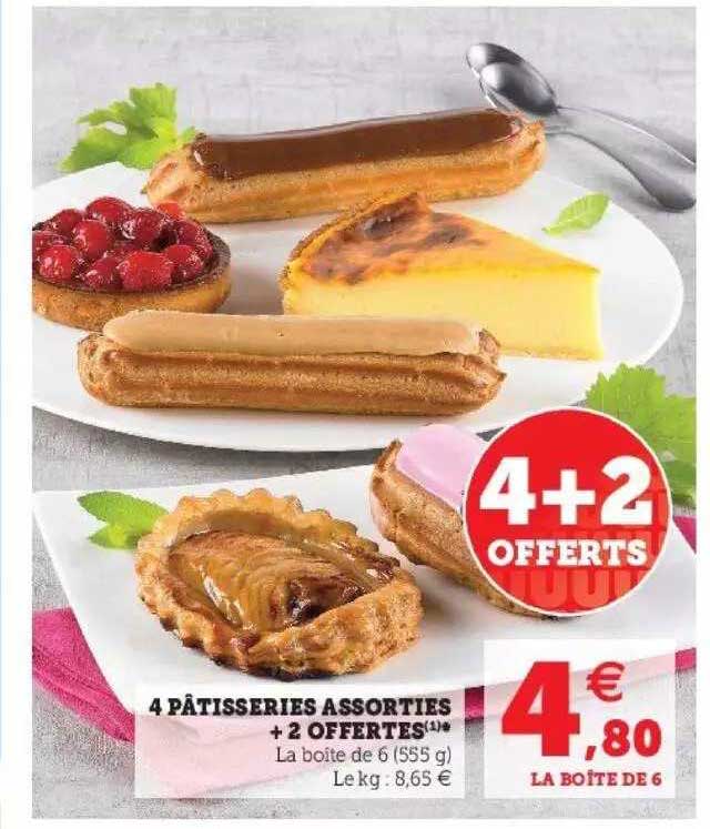 4 pâtisseries assorties + 2 offertes