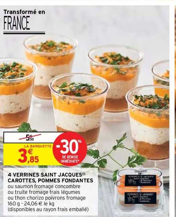 4 verrines saint jacques carottes, pommes fondantes