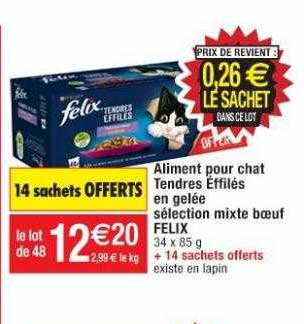 aliment pour chat tendres éffilés en gelée sélection mixte boeuf felix