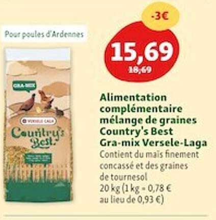 alimentation complémentaire mélange de graines country's best gra-mix versele-laga