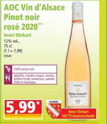 aoc vin d'alsace pinot noir rosé 2020 henri ehrhart