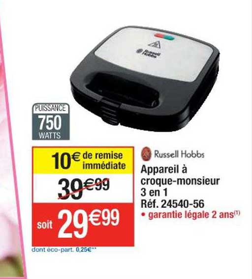 appareil à croque-monsieur 3 en 1 russel hobbs