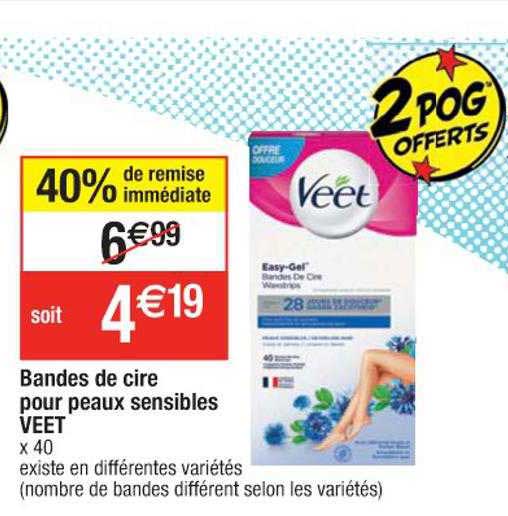 bandes de cire pour peaux sensibles veet