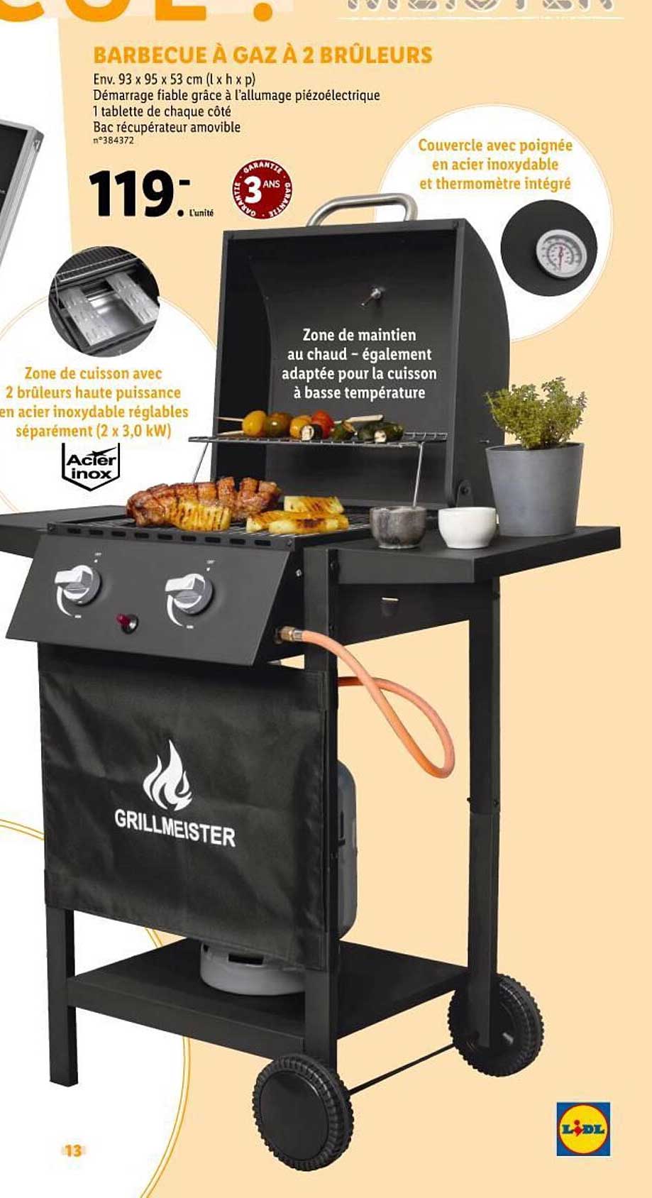 barbecue à gaz à 2 brûleurs