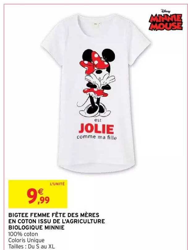 bigtee femme fête des mères en coton issu de l'agriculture biologique minnie