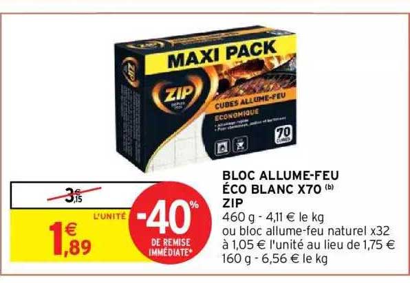bloc allume-feu éco blanc x70 zip