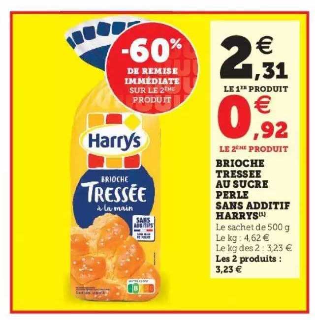 brioche tresse au sucre perle sans additif harrys