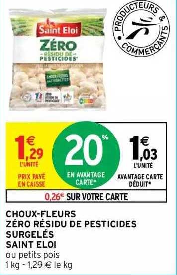 choux-fleurs zéro résidu de pesticides surgelés saint éloi