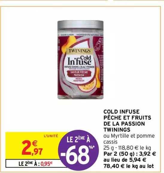 cold infuse pêche et fruits de la passion twinings