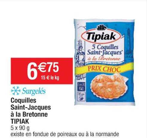 coquilles saint-jacques à la bretonne tipiak surgelés