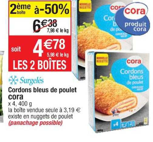 Cordons Bleus De Poulet Cora Surgelés