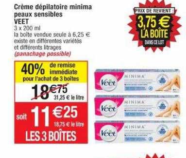 crème dépilatoire minima peaux sensibles veet