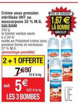 crème sous pression stérilisée uht au mascarpone 32% m.g. galbani