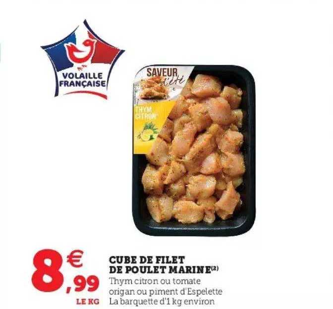 Cube De Filet De Poulet Mariné