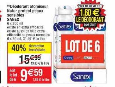 déodorant atomiseur nature protect peaux sensibles sanex