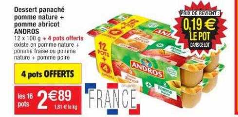 Dessert Panaché Pomme Nature + Pomme Abricot Andros