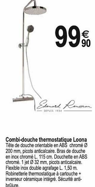edouard rousseau combi-douche thermostatique loona