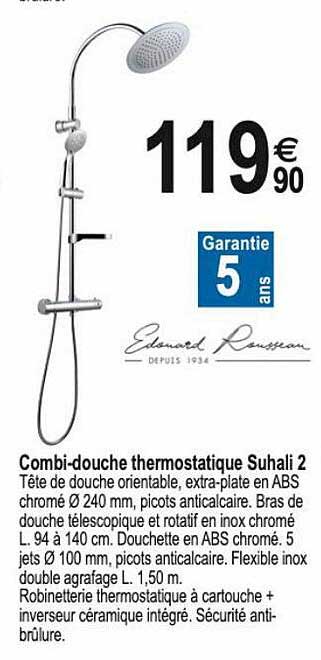 edouard rousseau combi-douche thermostatique suhali 2