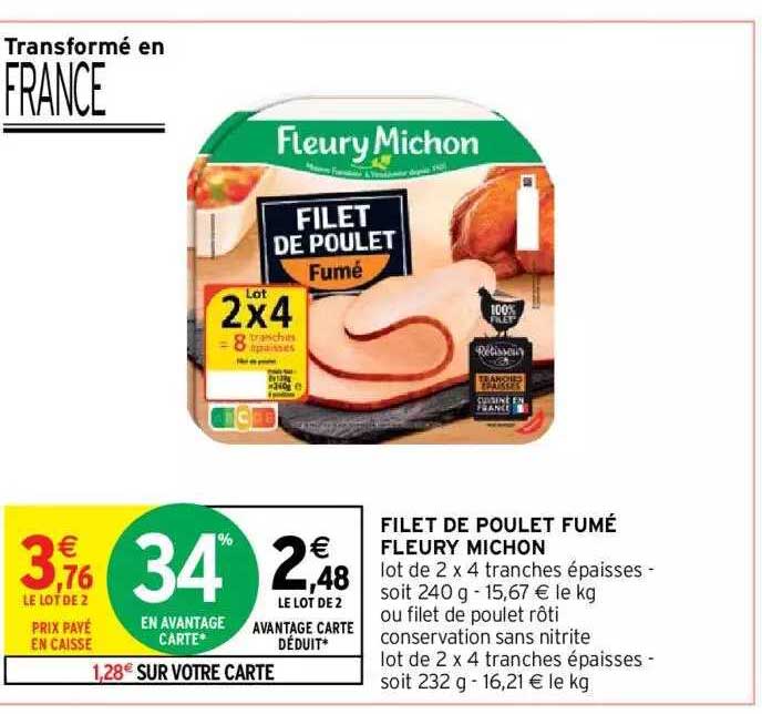 filet de poulet fumé fleury michon