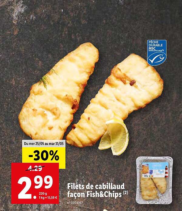 filets de cabillaud façon fish & chips