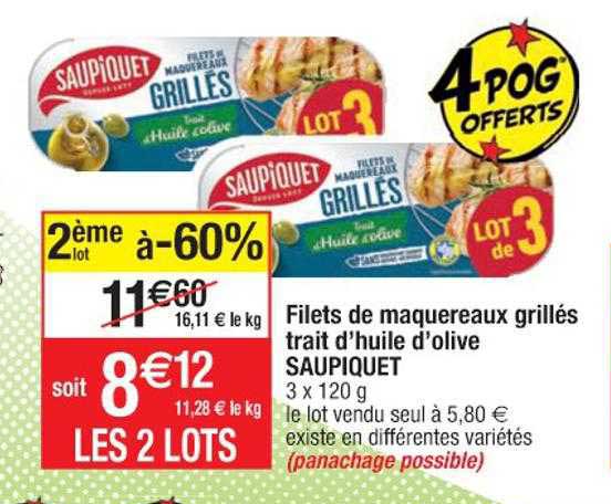 filets de maquereaux grillés trait d'huile d'olive saupiquet