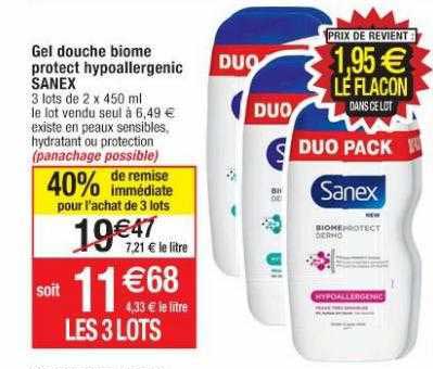 gel douche biome protect hypoallergenic sanex