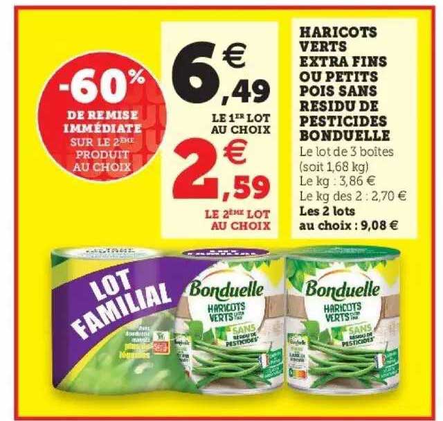 haricots verts extra fins ou petits pois sans résidu de pesticides bonduelle