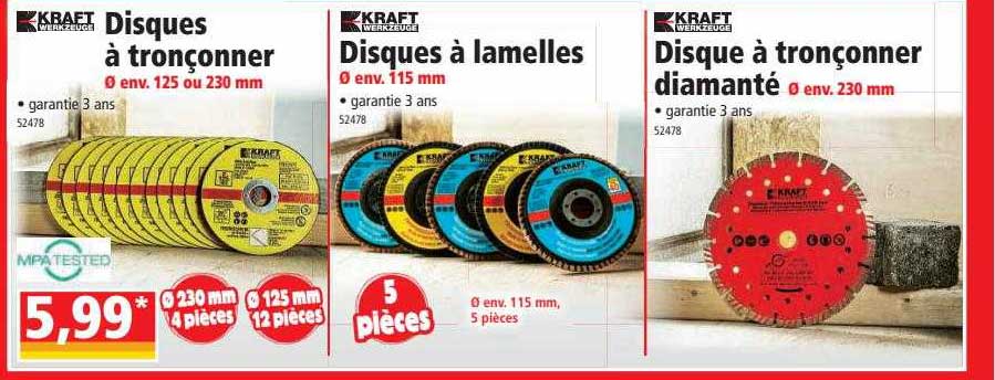 kraft disques à tronçonner, disques à lamelles ou disque à tronçonner diamanté