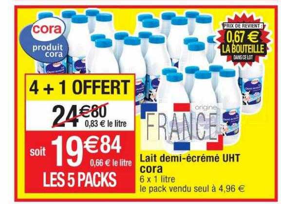 Lait Demi-écrémé Uht Cora