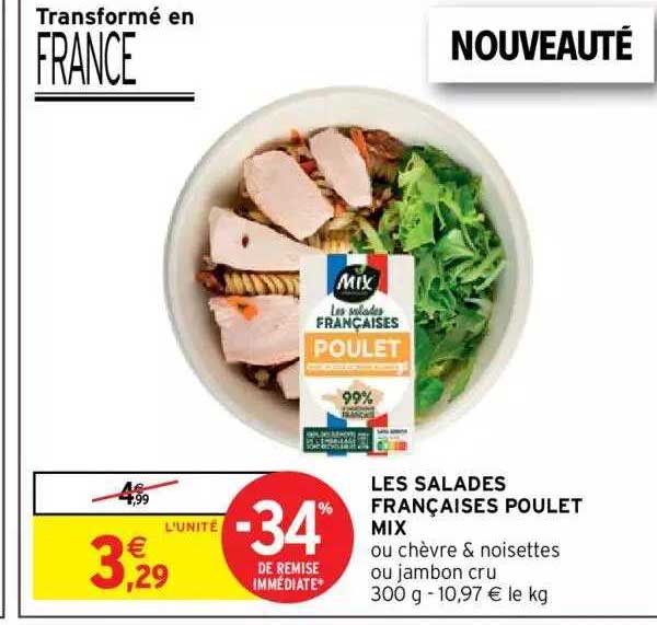 les salades françaises poulet mix