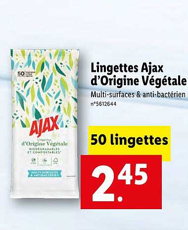lingettes ajax d'origine végétale