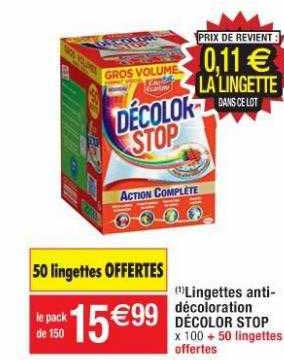 lingettes anti-décoloration décolore stop