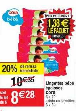 lingettes bébé épaisses cora