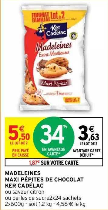 madeleines maxi pépites de chocolat ker cadélac
