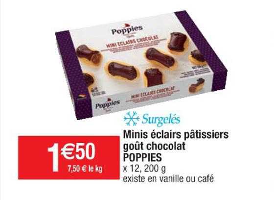 minis éclairs pâtissiers goût chocolat poppies surgelés