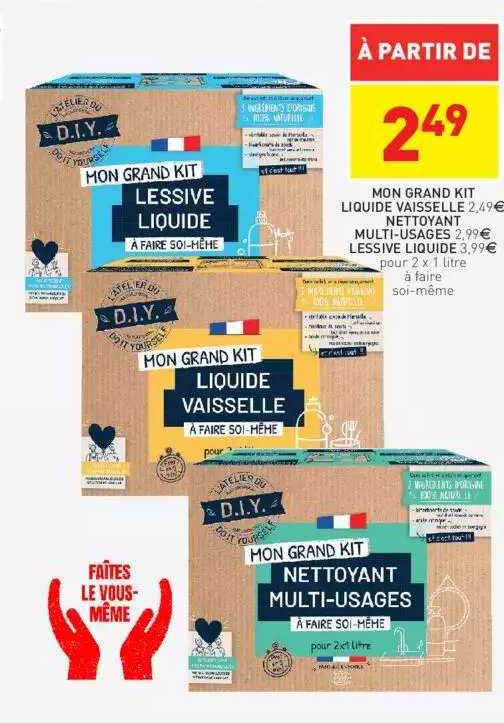 mon grand kit liquide vaisselle, nettoyant, multi-usages, lessive liquide