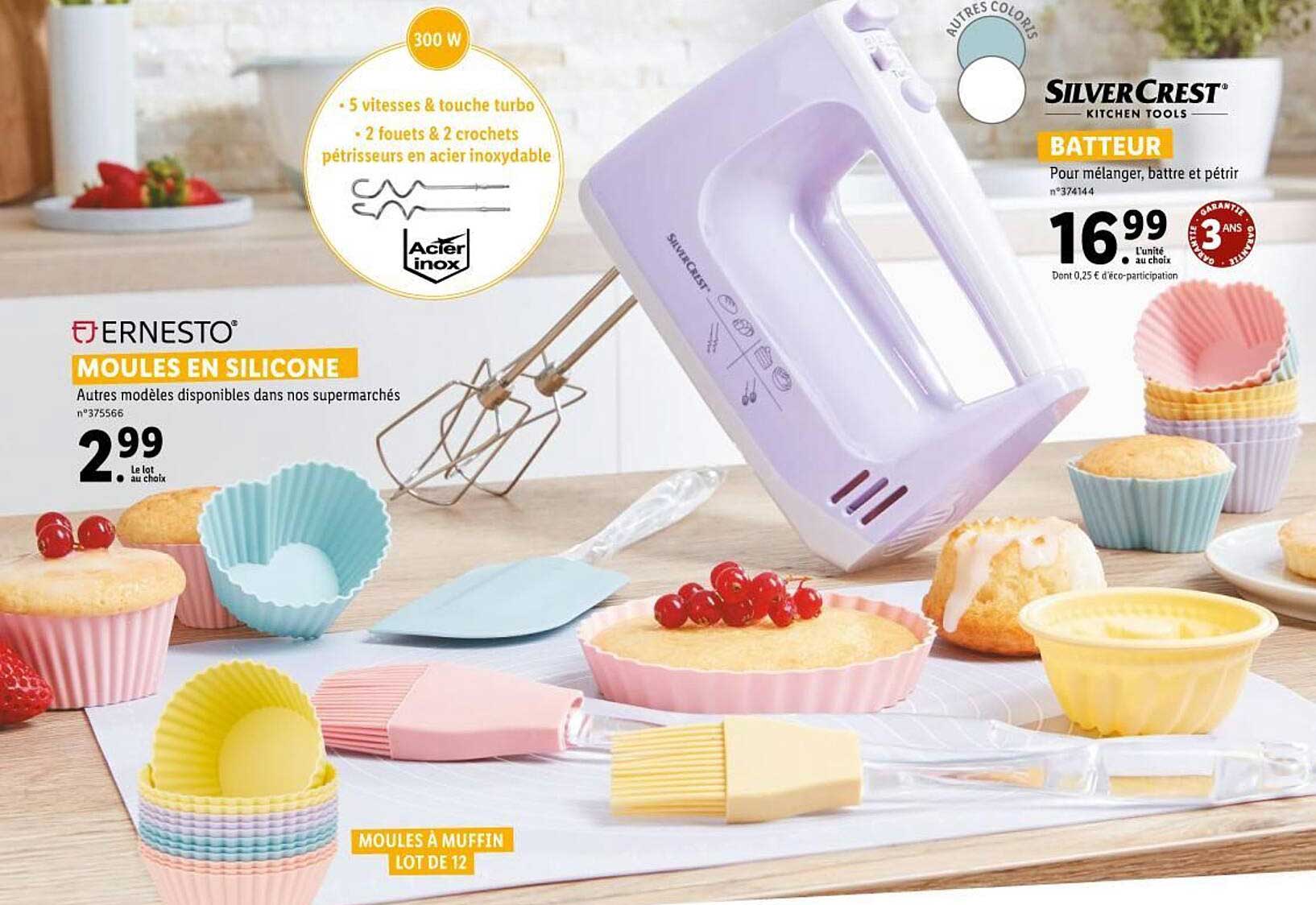 moules en silicone ernesto, batteur silver crest