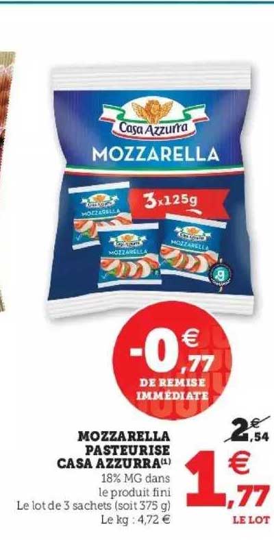 mozzarella pasteurisé casa azzurra