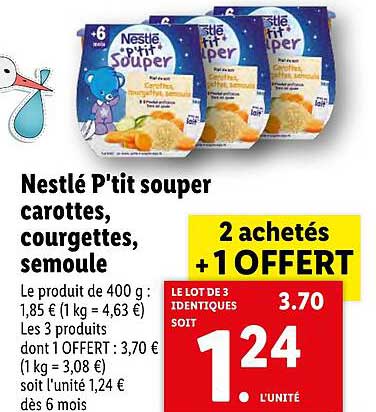 nestlé p'tit souper carottes, courgettes, semoule