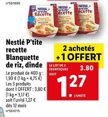 nestlé p'tite recette blanquette de riz, dinde