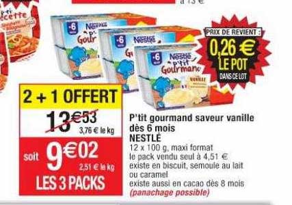 P'tit Gourmand Saveur Vanille Dès 6 Mois Nestlé