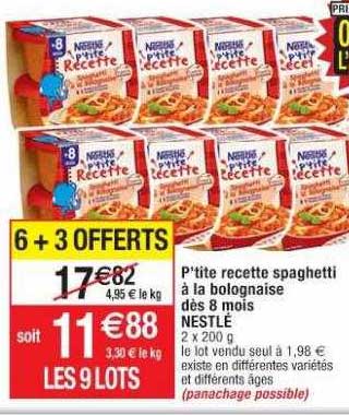 p'tite recette spaghetti à la bolognaise dès 8 mois nestlé