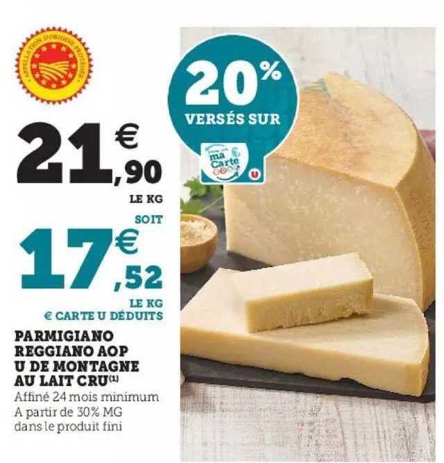 Parmigiano Reggiano Aop U De Montagne Au Lait Cru