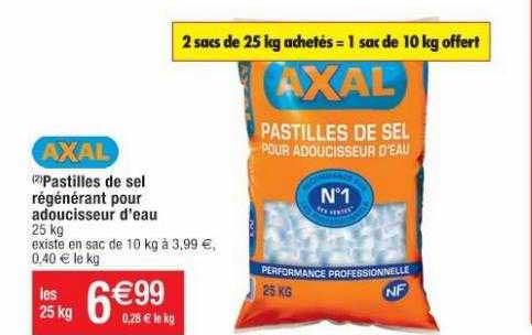 pastilles de sel régénérant pour adoucisseur d'eau axal