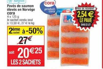 pavés de saumon élevées en norvège cora