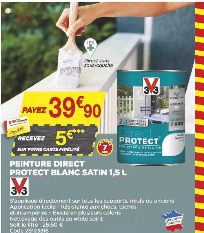 peinture direct protect blanc satin 1.5 l v33