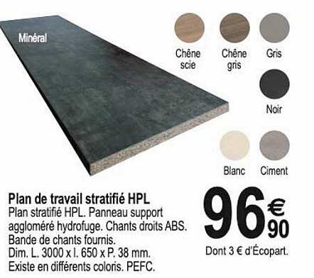 plan de travail stratifié hpl