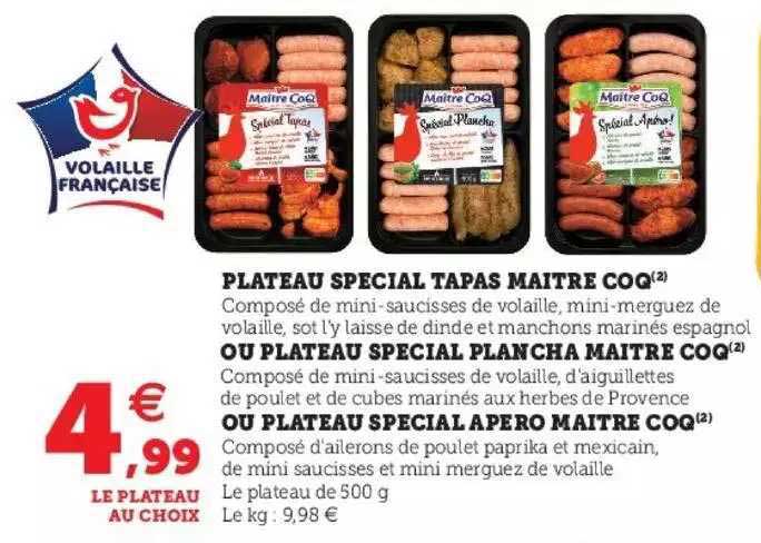 plateau spécial tapas maître coq ou plateau spécial plancha maître coq ou plateau spécial apéro maître coq