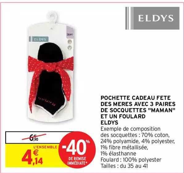 Pochette Cadeau Fête Des Mères Avec 3 Paires De Socquettes "maman" Et Un Foulard Eldys