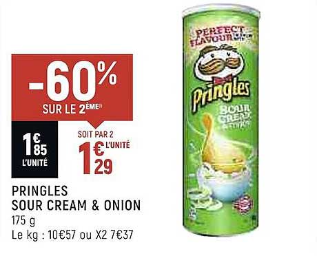 pringles sour cream & onion -60% sur le 2ème